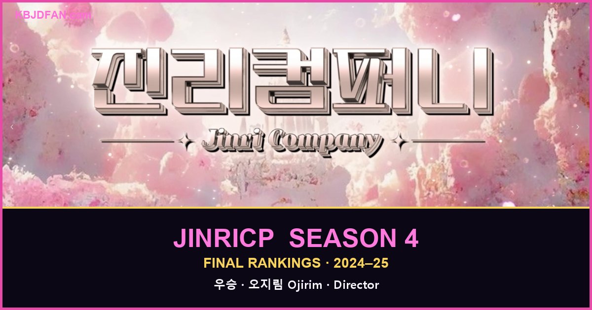 KBJDFAN — Jinricp Season 4 final rankings, Jinri Company job-rank battle