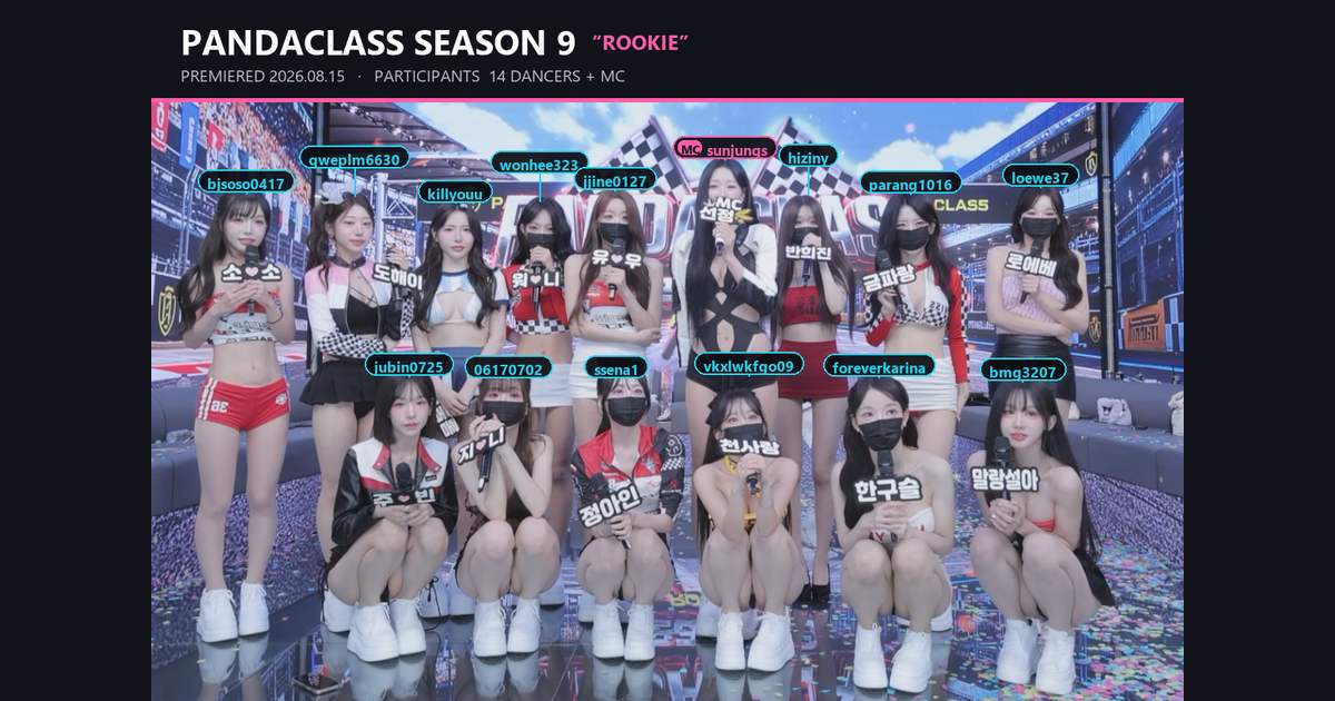 Pandaclass Season 9 Rookie — full cast with bj_id labels